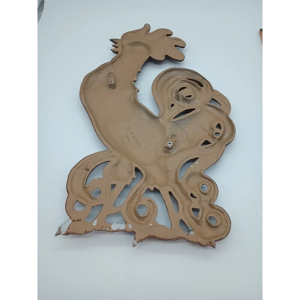 2 Vintage Sexton Cast Metal Roosters 14” X 8” Wall Plaques USA Country Chickens - Picture 11 of 11